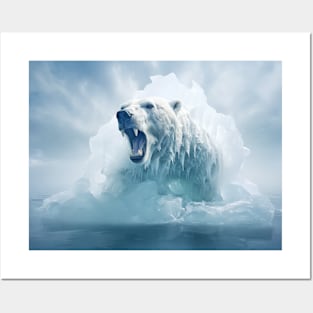 Polar Bear Animal Wildlife Wilderness Colorful Realistic Illustration Posters and Art